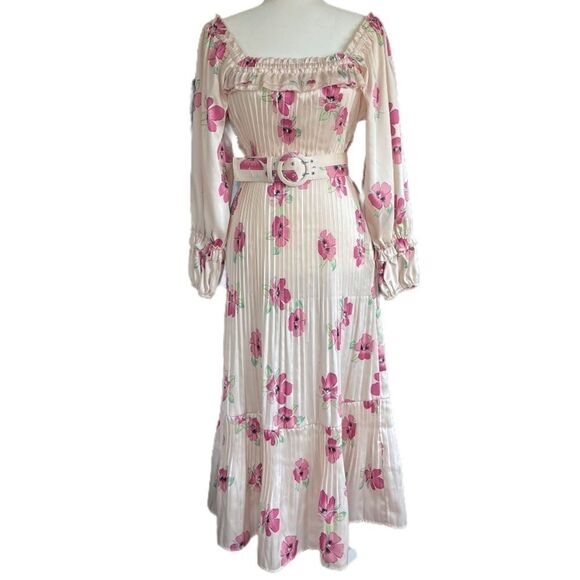 NICHOLAS Pleated Prairie Floral Belted Midi Dress - Picture 2 of 15